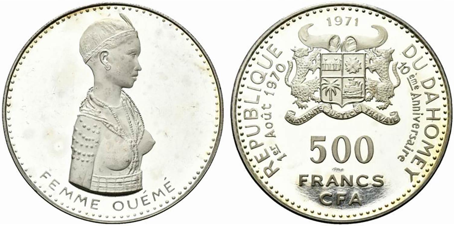 Dahomey. AR 500 francs 1971. KM. ... 