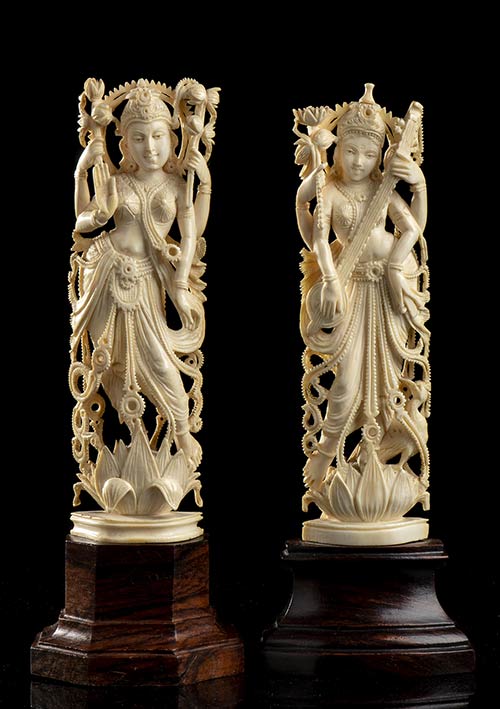 TWO IVORY SCULPTURES OF ... 