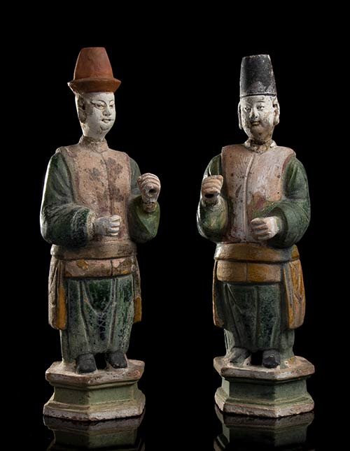 TWO PAINTED CERAMIC FIGURES OF ... 