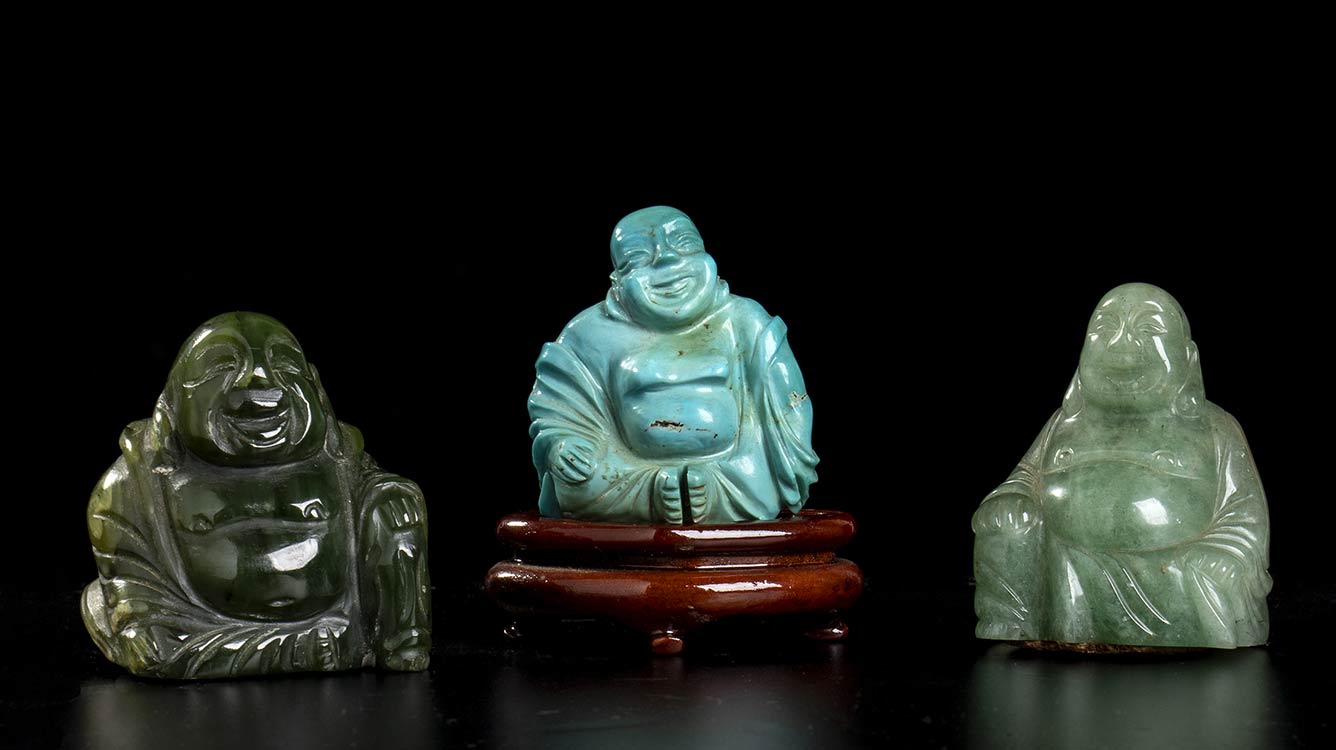 THREE BUDAI, ONE IN TURQUOISE TWO ... 