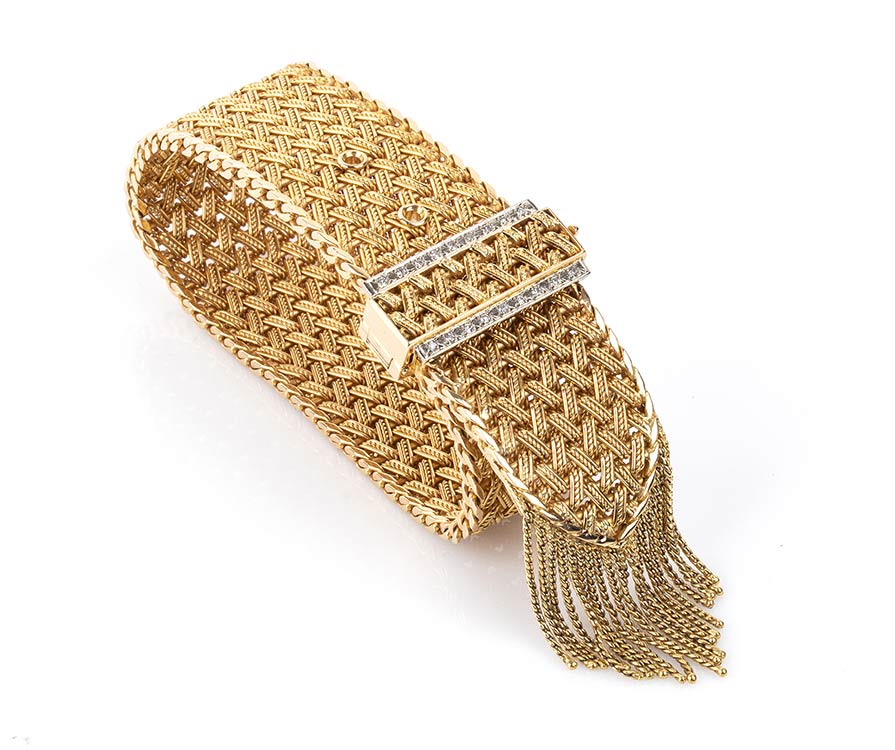 Gold and diamonds band bracelet - ... 