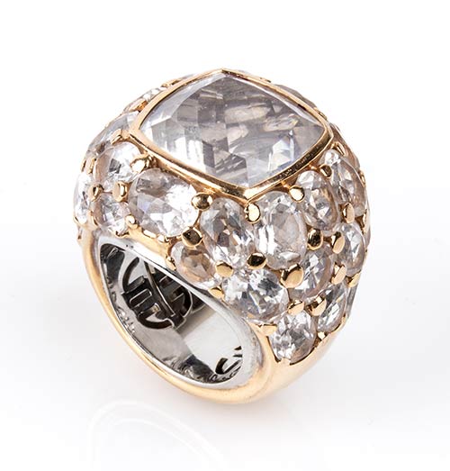 Gold ring with rock crystal ... 