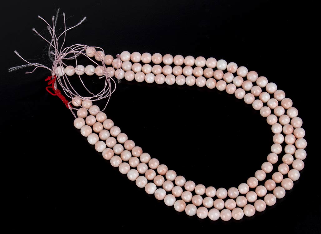 3 loose pink coral beads ... 