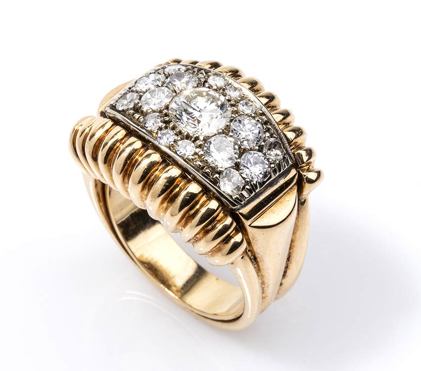 Gold and diamonds vintage ring 18k ... 