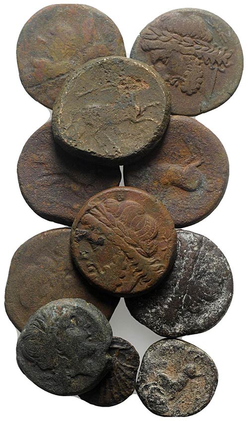 Apulia, lot of 11 Greek Æ coins, ... 