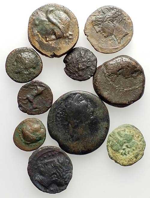 Lot of 10 Greek Æ coins, to be ... 