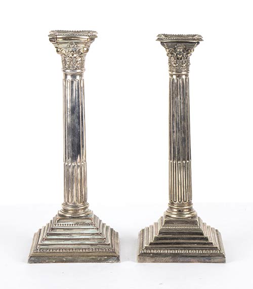 Pair of English silver plated ... 