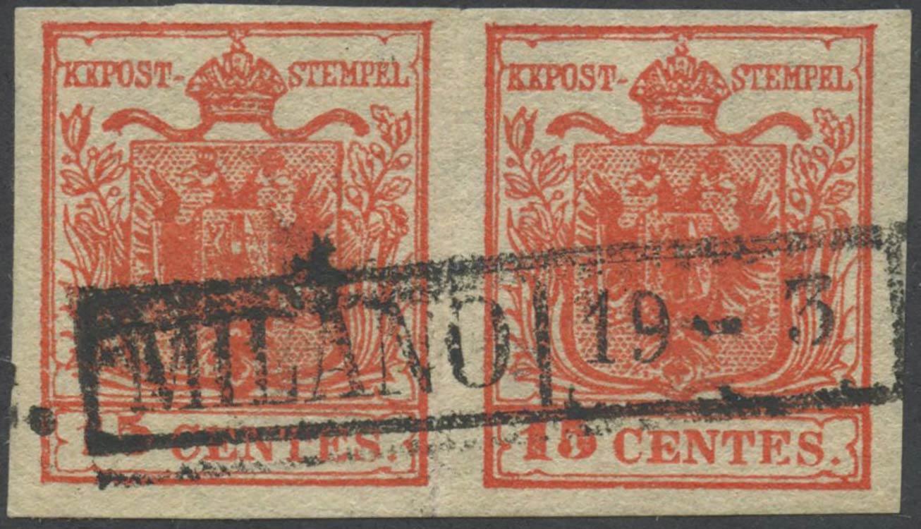 1850, 15c. N.4b Rosso Vermiglio ... 