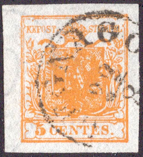 1850, 5c. N.1i Arancio Carico con ... 