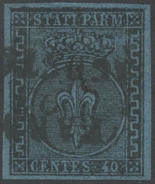 1852, 40c. N.5 Azzurro, usato. (A) ... 