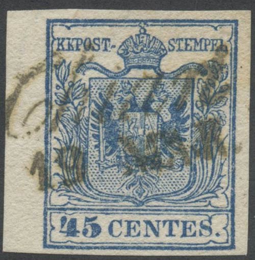 1855, 45c. N.12c Azzurro Oltremare ... 