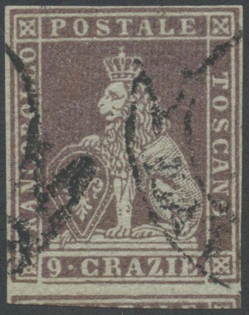 1851, 9cr. N.8 Bruno Violaceo ... 