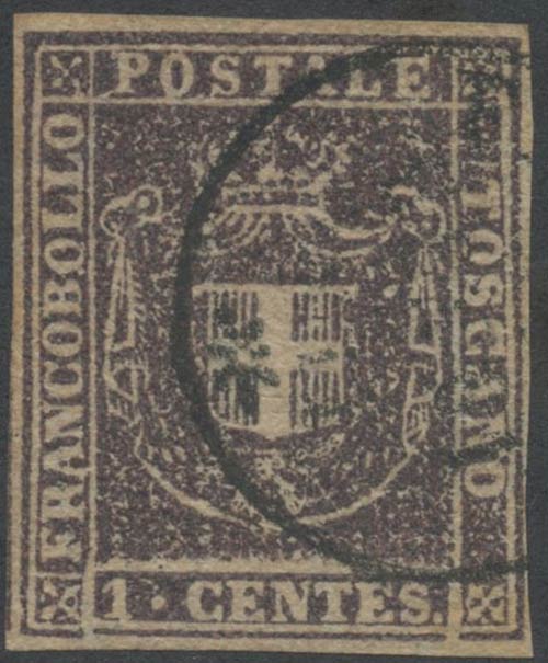 1860, 1c. N.17 Violetto bruno, ... 