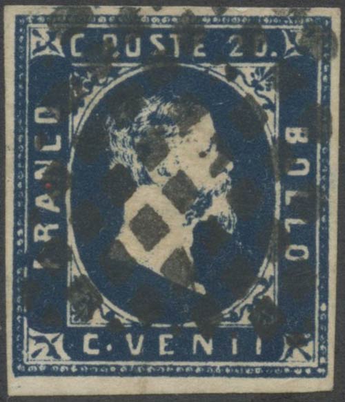 1851, N.2b  Azzurro scuro, usato. ... 