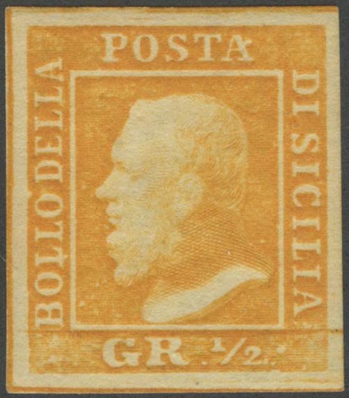 1859, 1/2gr. N.1 Arancio nuovo con ... 