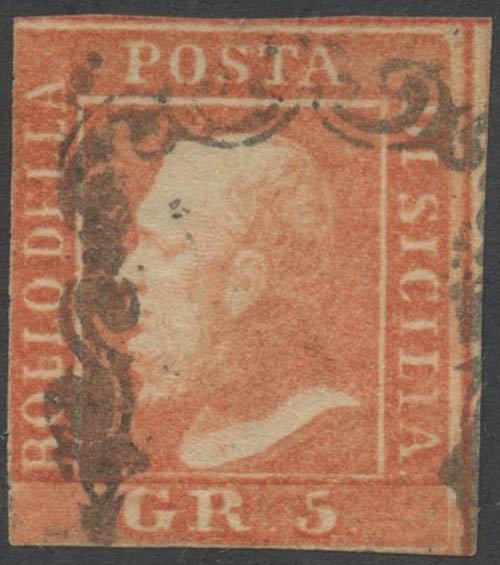 1859, 5gr. N.10a Vermiglio, usato. ... 