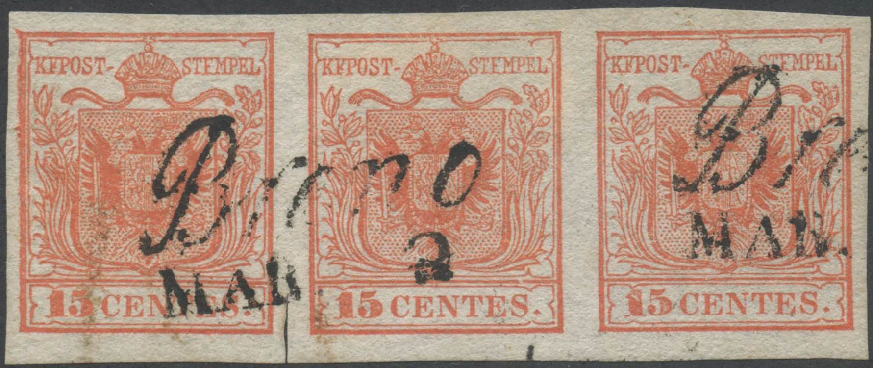  1850, 15c. N.3f Rosso Vermiglio ... 
