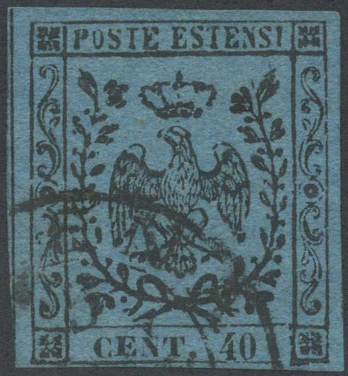 1852, 40c. N.5 Celeste, usato. (A) ... 