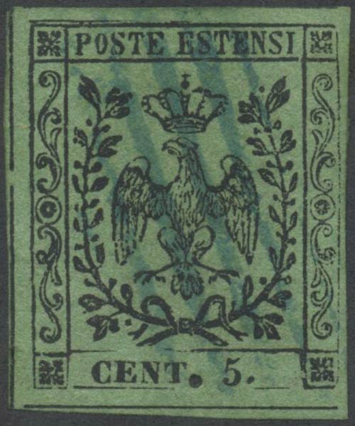 1852, 5c. N.8 Verde Oliva con ... 