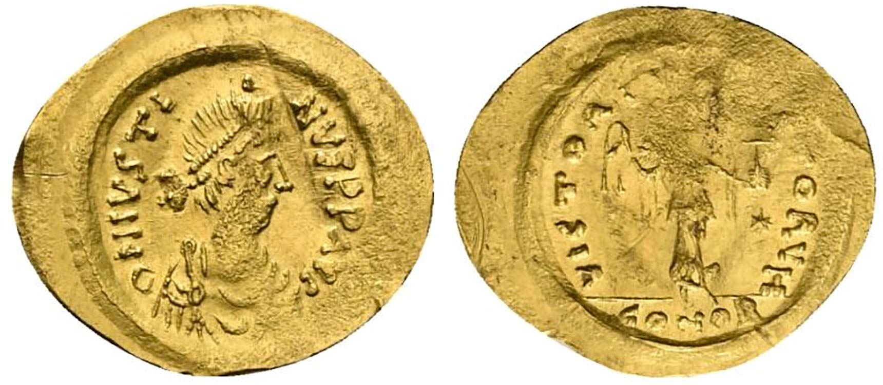 Justin II (565-578). AV Tremissis ... 
