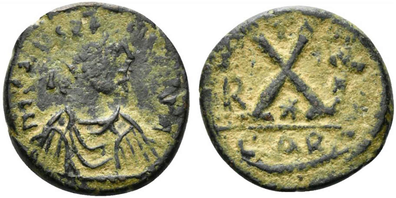 Justin II (565-578). Æ 10 Nummi ... 