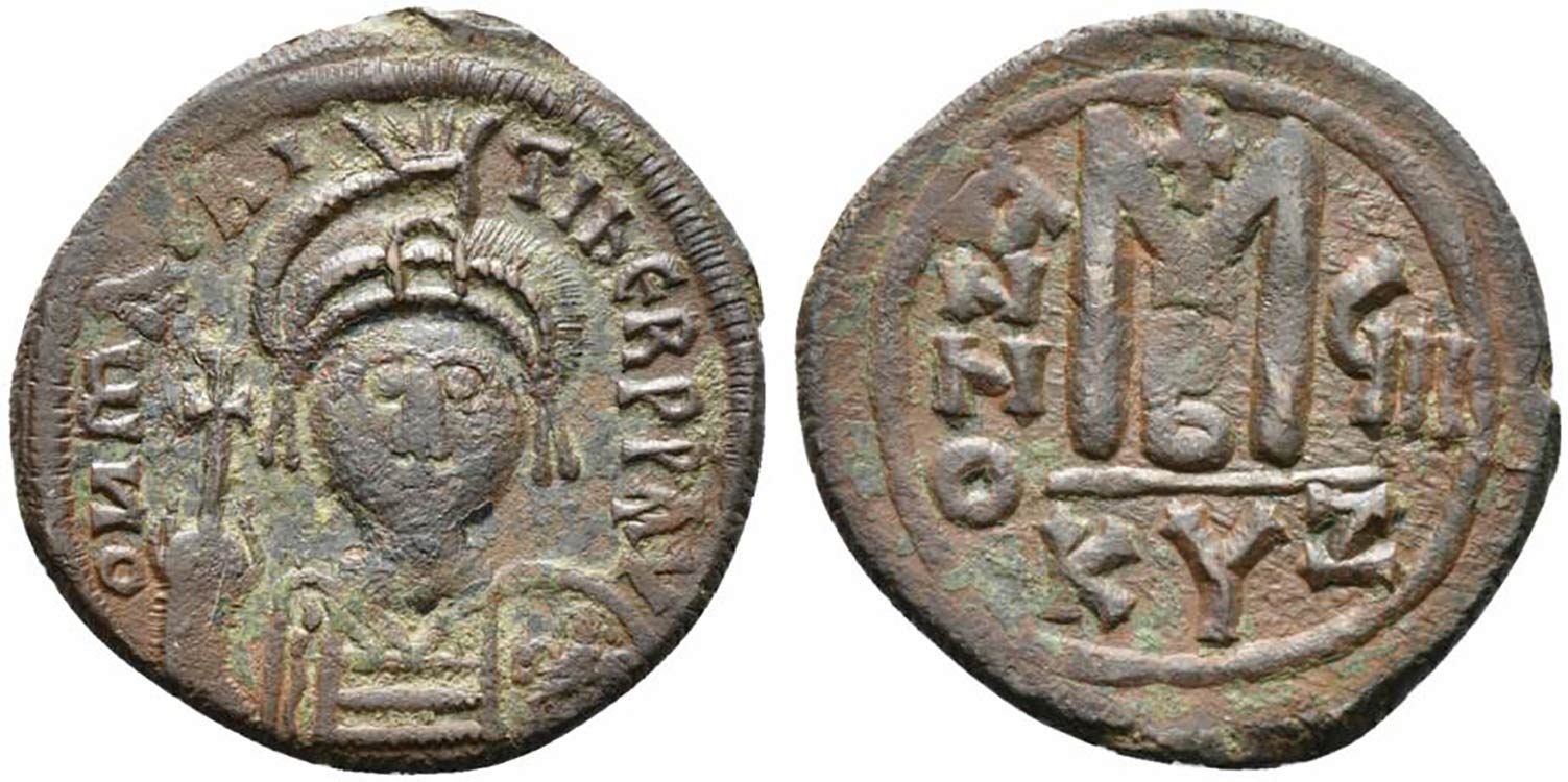 Maurice Tiberius (582-602). Æ 40 ... 