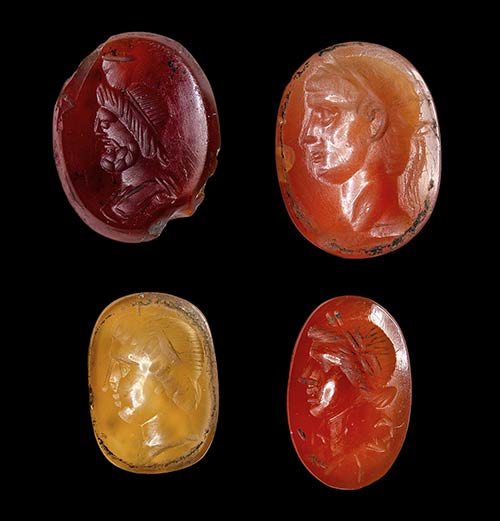 A group of 4 roman agate and ... 