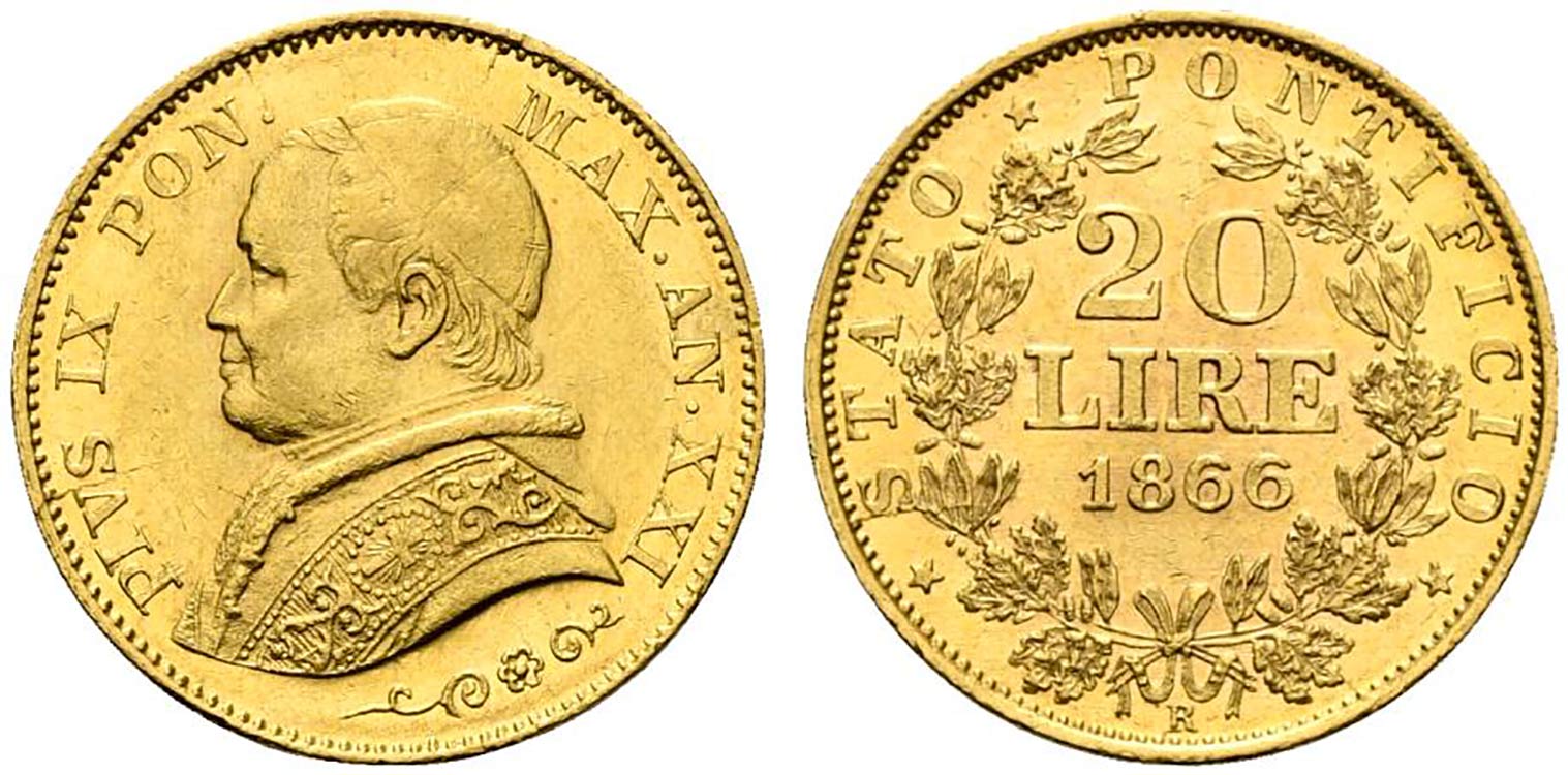 ROMA. Pio IX (1846-1870). 20 lire ... 