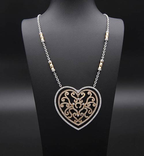 Necklace and heart shape diamond ... 