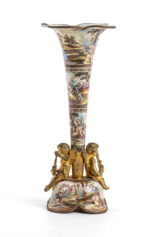 Viennese enamel and bronze vase - ... 