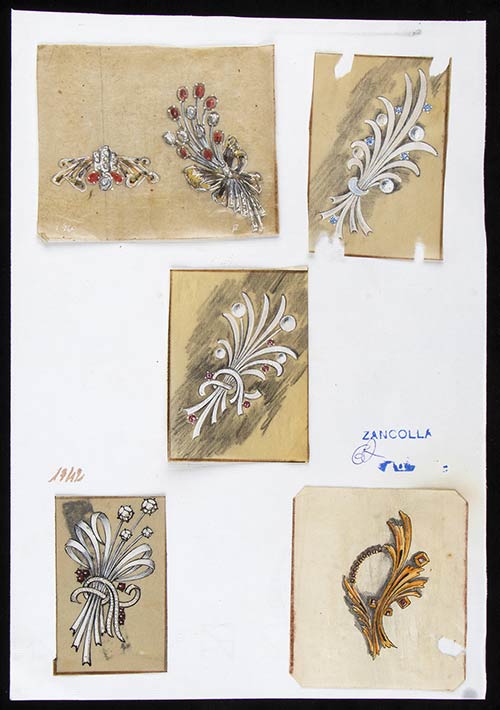 Design for floral brooches, 30s, ... 