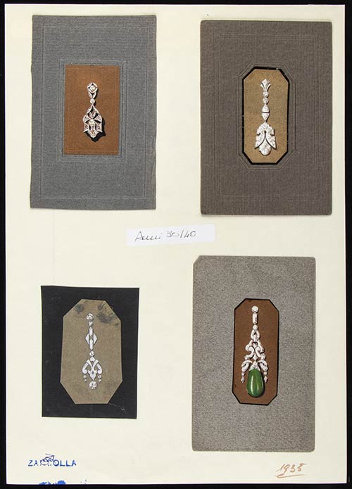 Design for earrings, 30s-40s, ... 