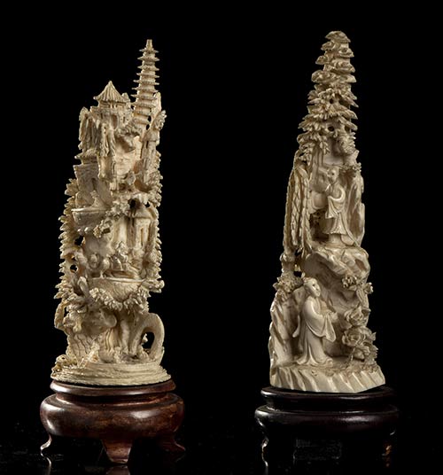 TWO IVORY LANDSCAPES WITH ... 