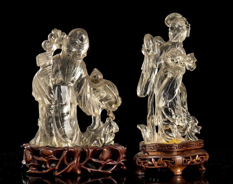 TWO ROCK CRYSTAL FIGURES
China, ... 