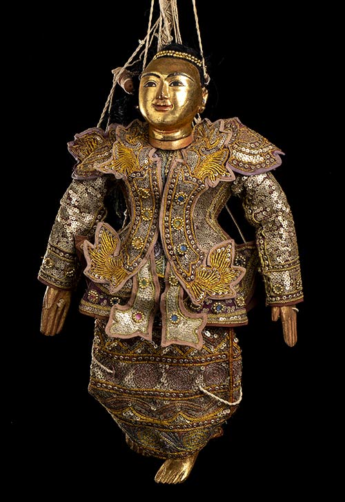 A PAINTED AND GILT WOOD, FABRIC, ... 