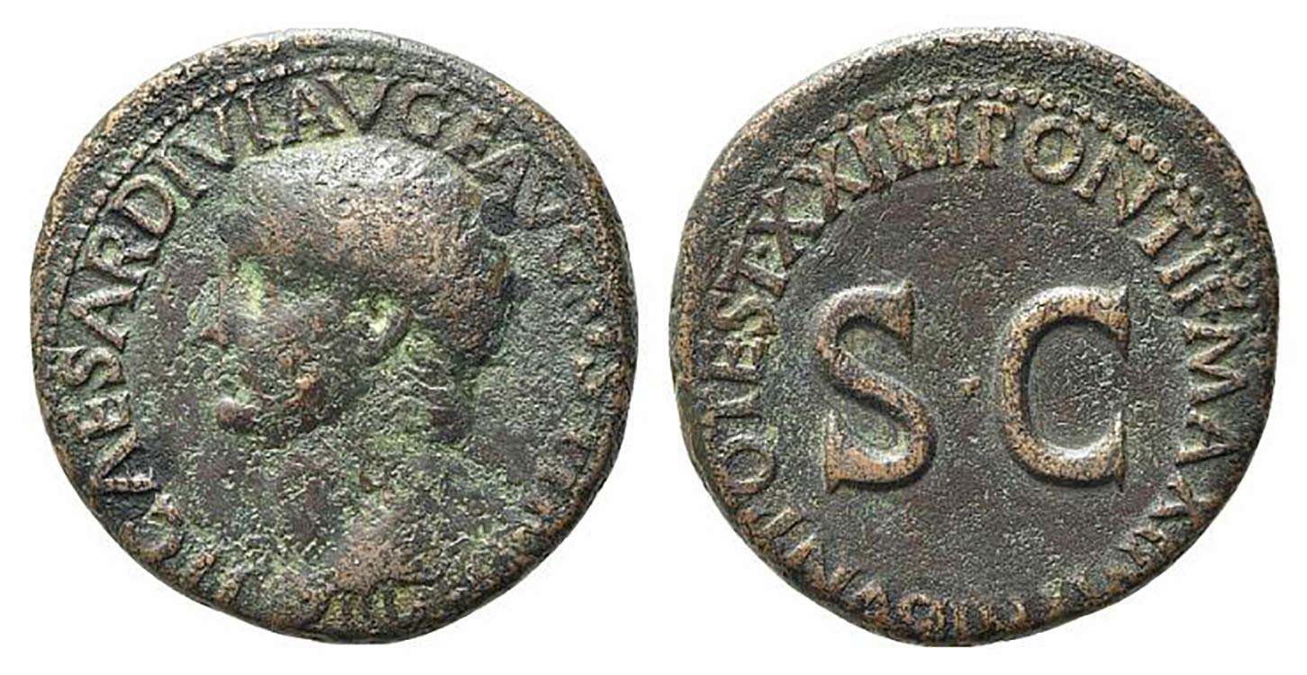 Tiberius (14-37). Æ As (27.5mm, ... 