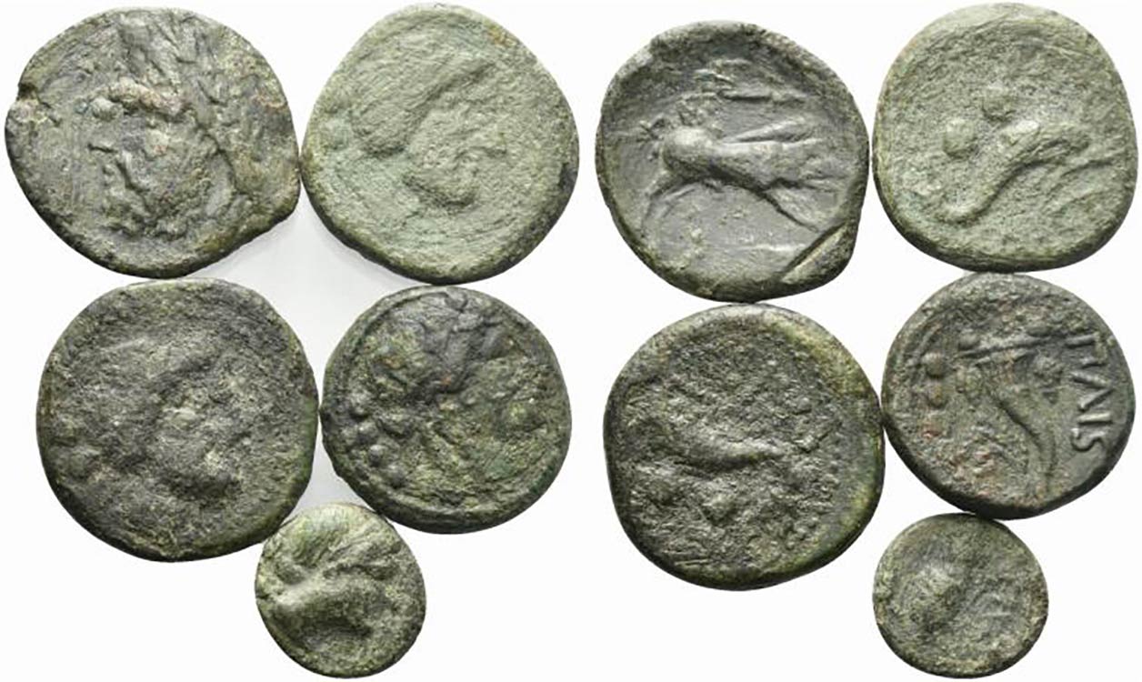 Magna Graecia, lot of 5 Æ coins, ... 