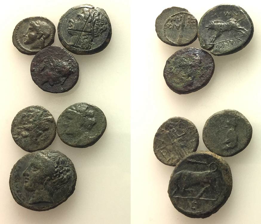 Sicily, lot of 6 Æ coins, to be ... 