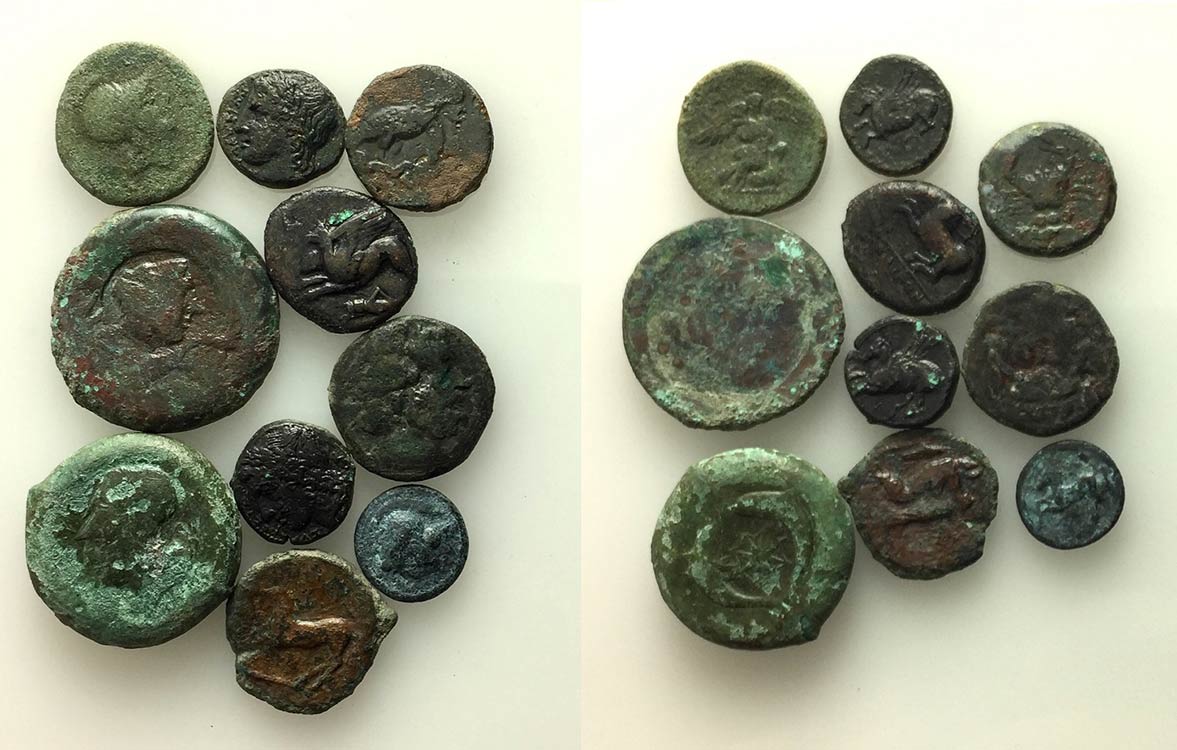 Lot of 10 Greek Æ coins, to be ... 