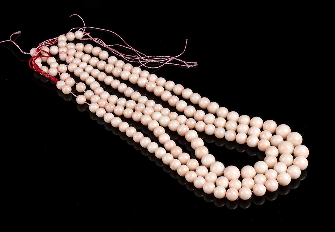 3 pink coral beads loose ... 