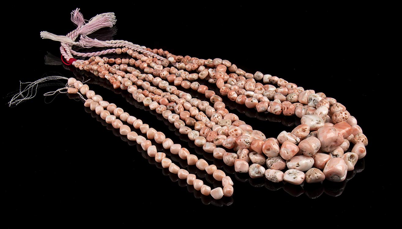 6 pink coral freeform nugget beads ... 