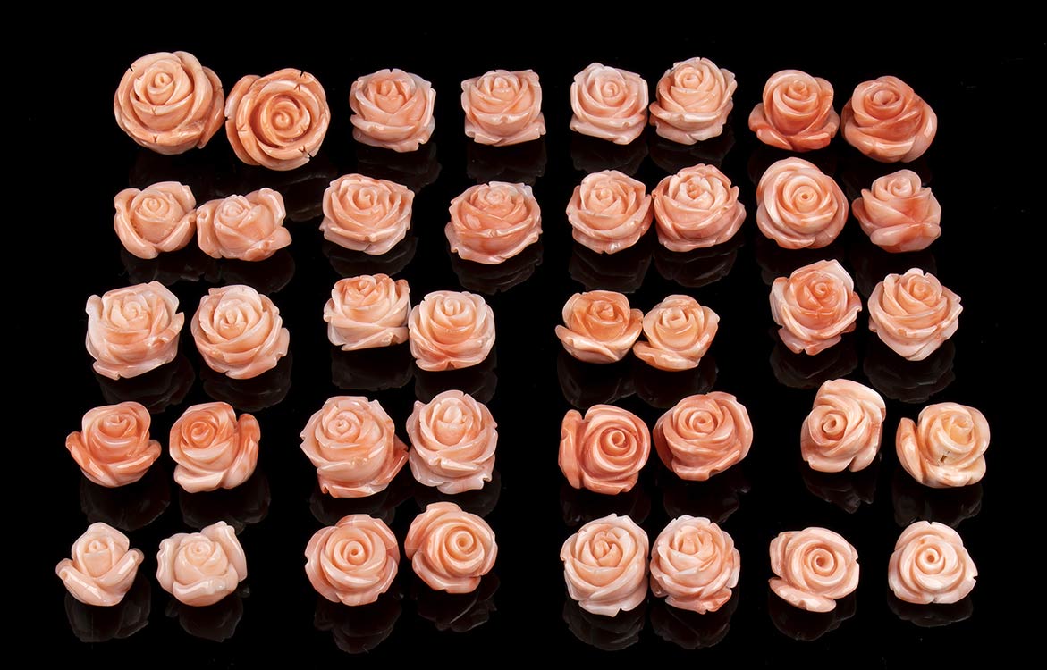 20 coppie di rose in corallo ... 