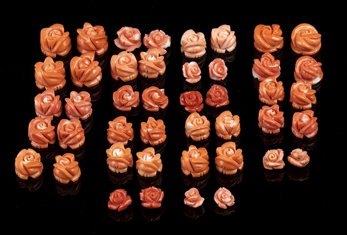 22 pairs of carved cerasuolo coral ... 