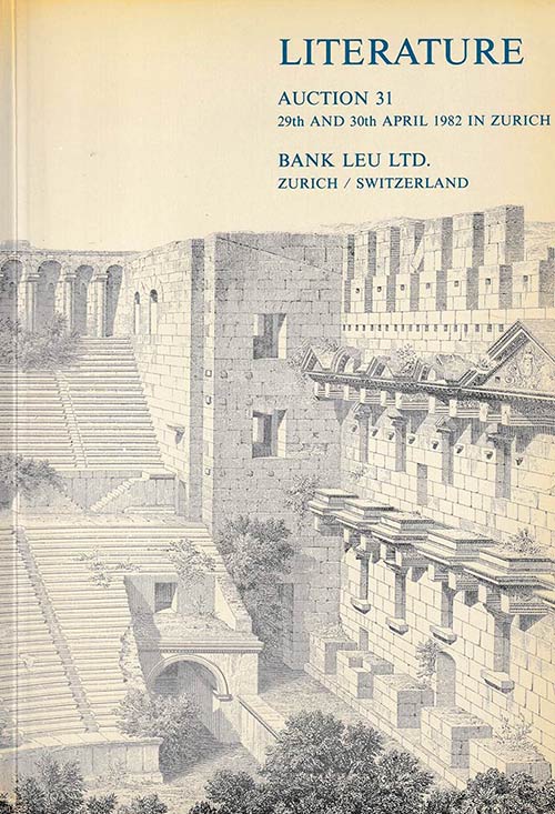 Bank Leu, Auction 31 - Literature. ... 