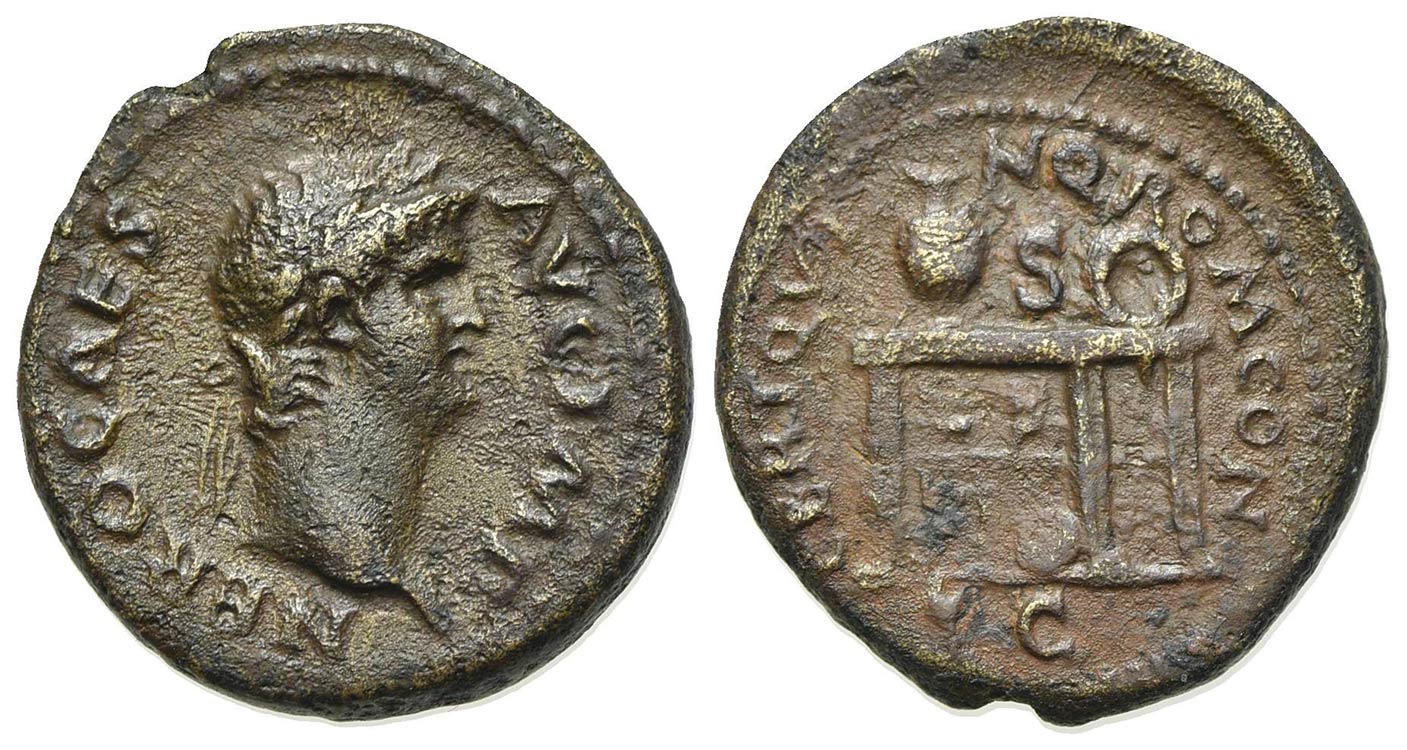 Nero (54-68). Æ Semis (19mm, ... 