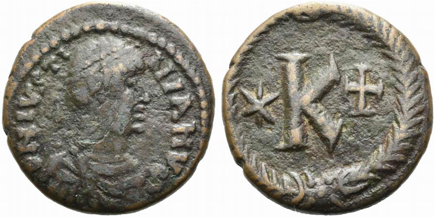 Justinian I (527-565). Æ 20 Nummi ... 