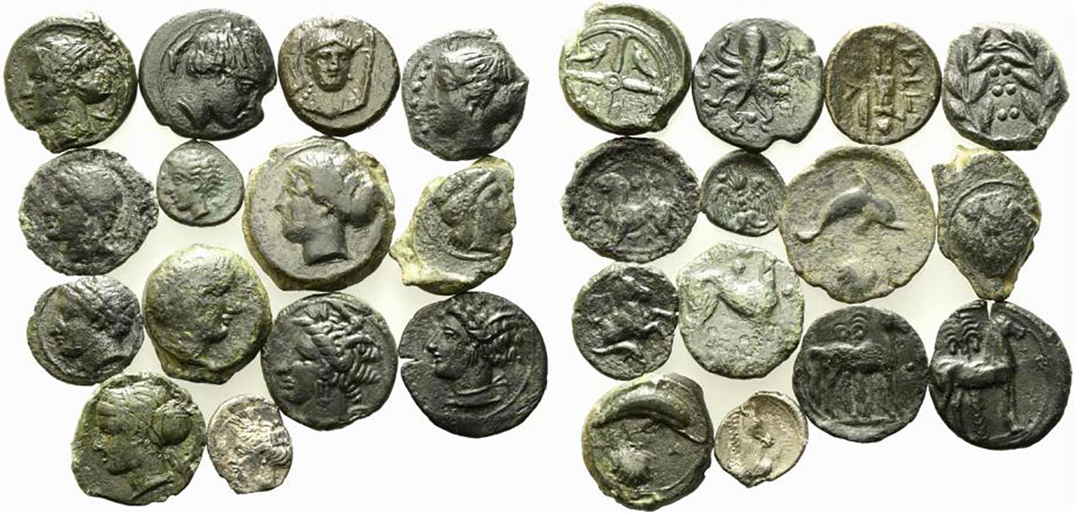Sicily, lot of 14 AR and Æ coins, ... 