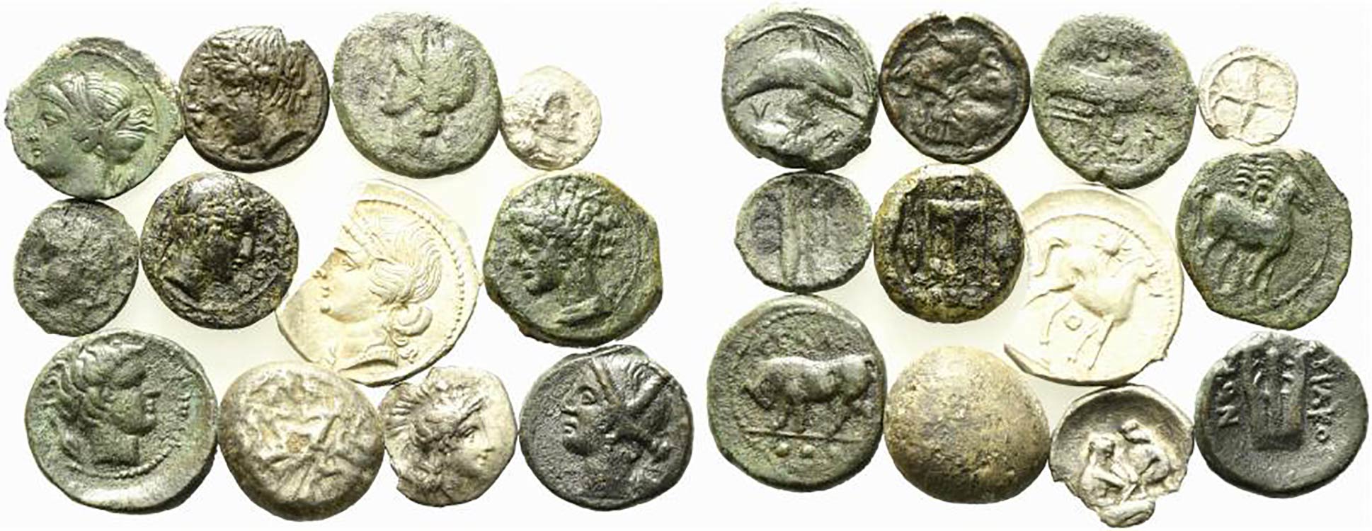 Sicily, lot of 12 AR and Æ coins, ... 