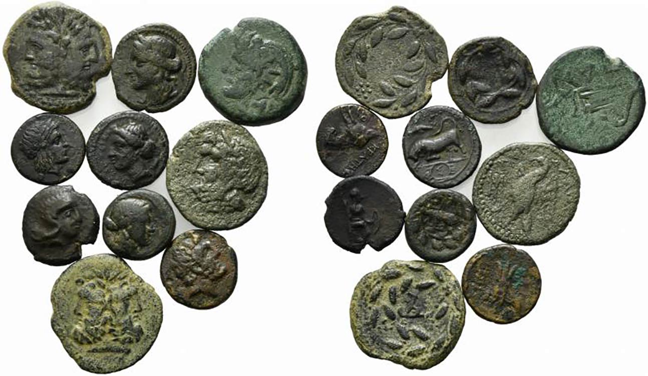 Sicily, lot of 10 Æ coins, to be ... 