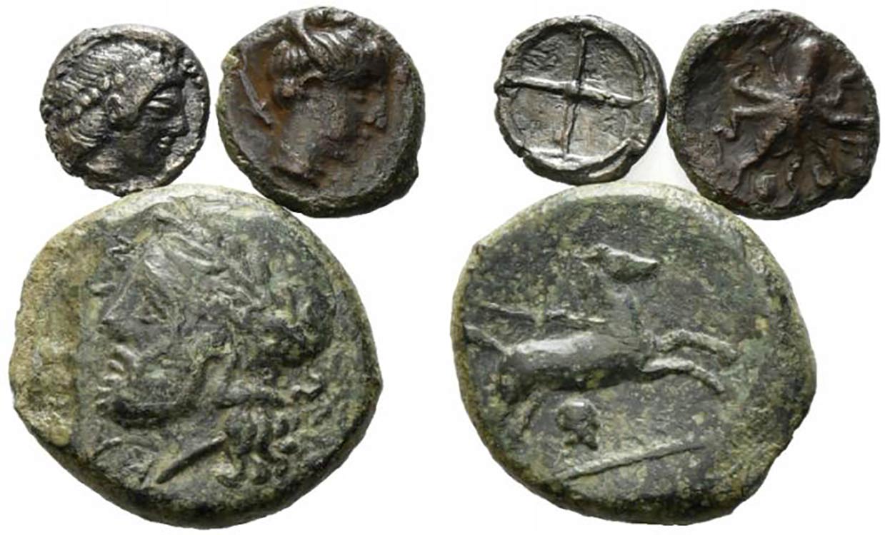 Sicily, lot of 3 AR and Æ coins, ... 